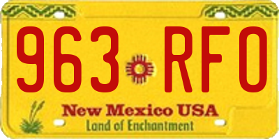 NM license plate 963RFO