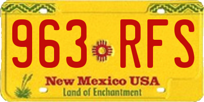 NM license plate 963RFS