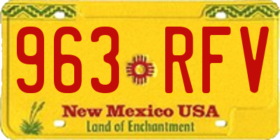 NM license plate 963RFV