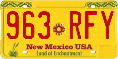 NM license plate 963RFY
