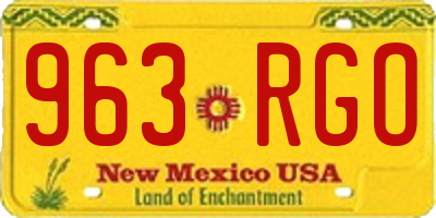 NM license plate 963RGO