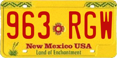 NM license plate 963RGW