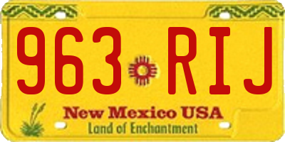 NM license plate 963RIJ