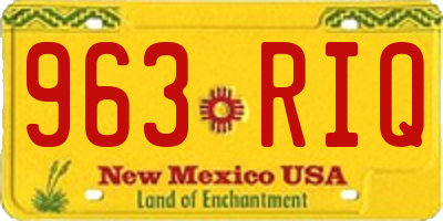 NM license plate 963RIQ