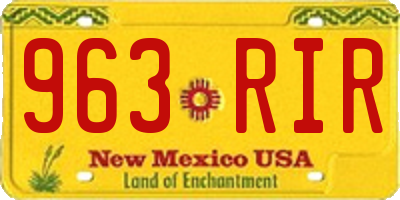NM license plate 963RIR