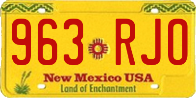 NM license plate 963RJO