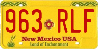 NM license plate 963RLF
