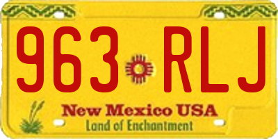 NM license plate 963RLJ