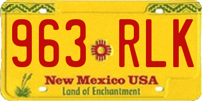 NM license plate 963RLK