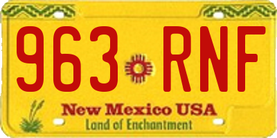 NM license plate 963RNF