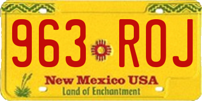 NM license plate 963ROJ