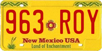 NM license plate 963ROY