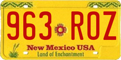 NM license plate 963ROZ