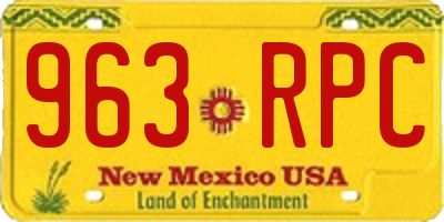 NM license plate 963RPC