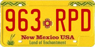 NM license plate 963RPD