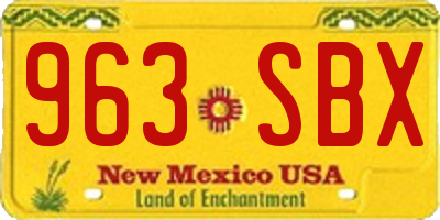 NM license plate 963SBX