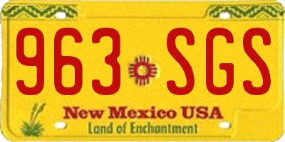 NM license plate 963SGS
