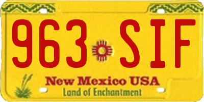 NM license plate 963SIF