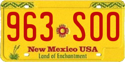 NM license plate 963SOO