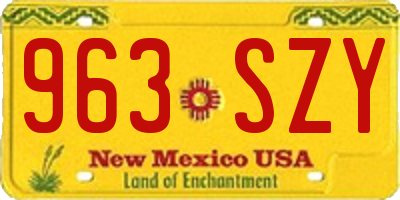 NM license plate 963SZY
