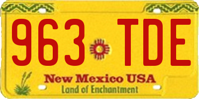 NM license plate 963TDE