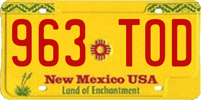 NM license plate 963TOD
