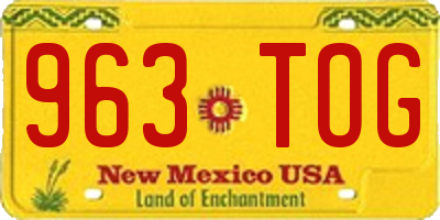 NM license plate 963TOG