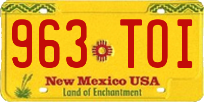 NM license plate 963TOI