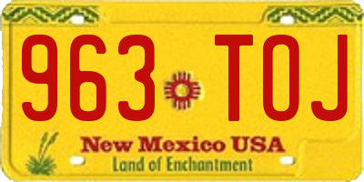 NM license plate 963TOJ