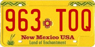 NM license plate 963TOQ