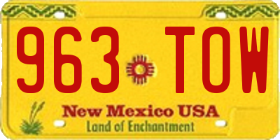 NM license plate 963TOW