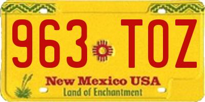 NM license plate 963TOZ