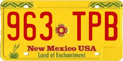 NM license plate 963TPB