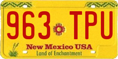 NM license plate 963TPU