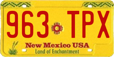 NM license plate 963TPX