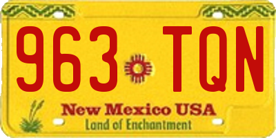 NM license plate 963TQN