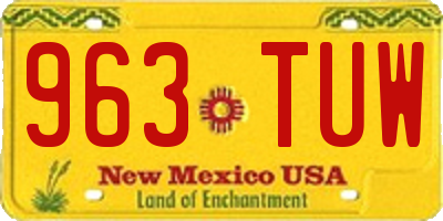 NM license plate 963TUW
