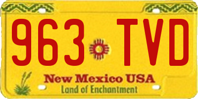 NM license plate 963TVD
