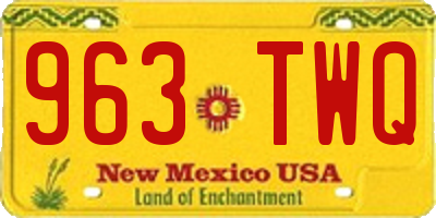 NM license plate 963TWQ