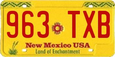 NM license plate 963TXB