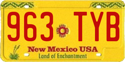 NM license plate 963TYB