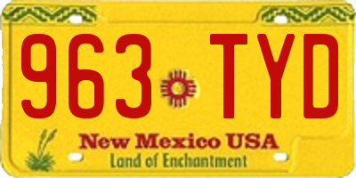 NM license plate 963TYD