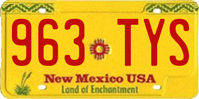NM license plate 963TYS