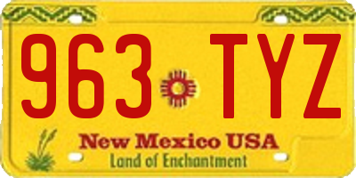 NM license plate 963TYZ