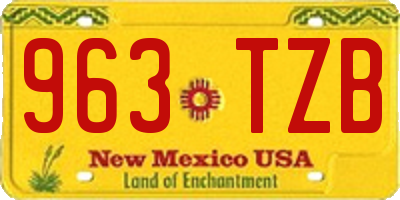 NM license plate 963TZB