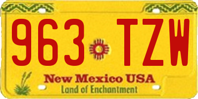 NM license plate 963TZW