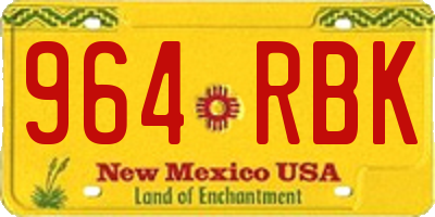 NM license plate 964RBK