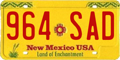 NM license plate 964SAD