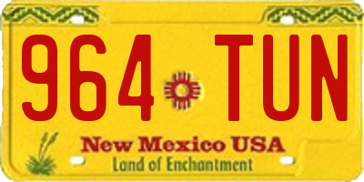 NM license plate 964TUN