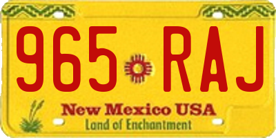 NM license plate 965RAJ